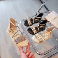 2022 summer korean wind girls roman shoes for girls new baby princess shine versatile rhinestone beautiful party wedding sandals
