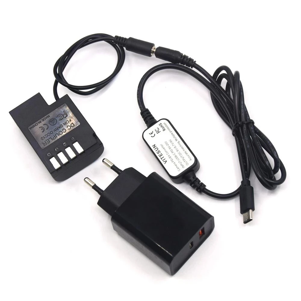 

USB Type-C Charger Cable+PD Charger+DMW-BLF19 BLF19PP Dummy Battery DCC12 DC Coupler For Lumix DMC-GH3 GH4 GH5 GH5s Camera