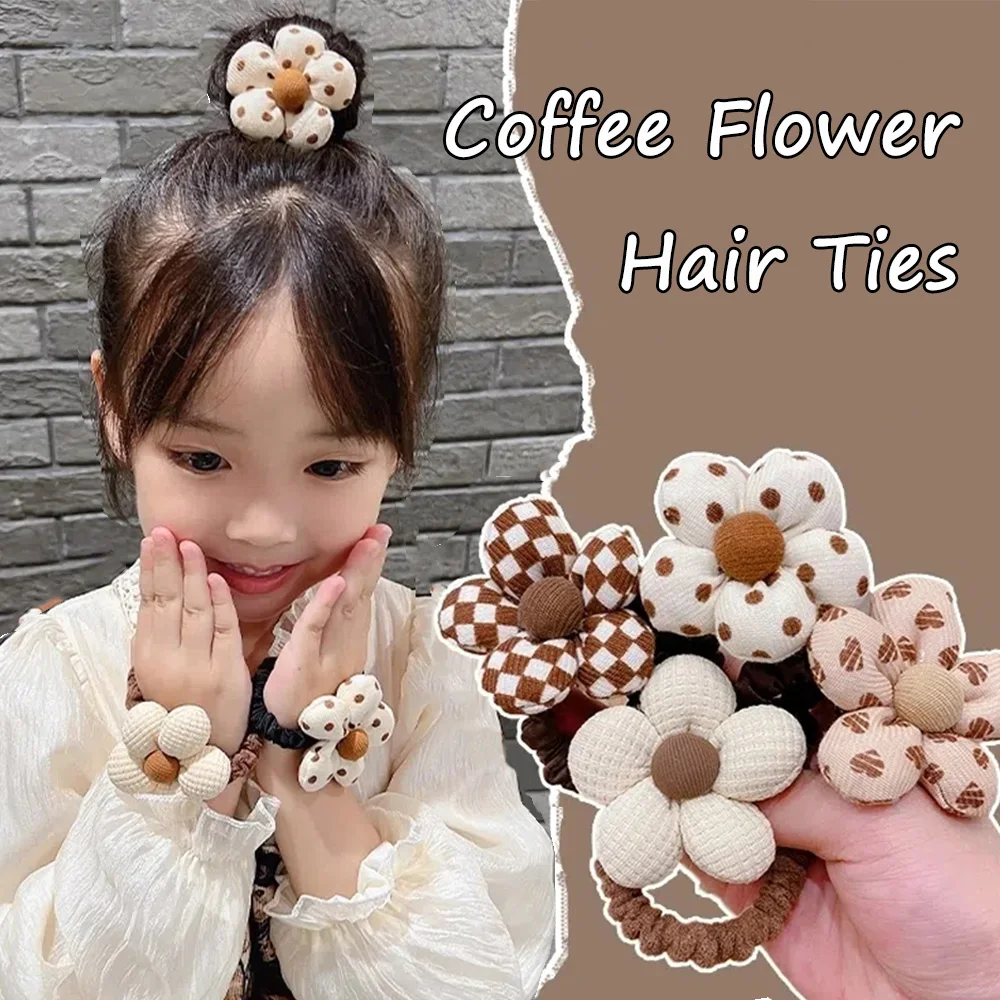 Flower Hair Ties Cute Bow Knot Scrunchies Hair Rope Girls Kids Elastic Ponytail Holders Hair Bands Hair Accessories