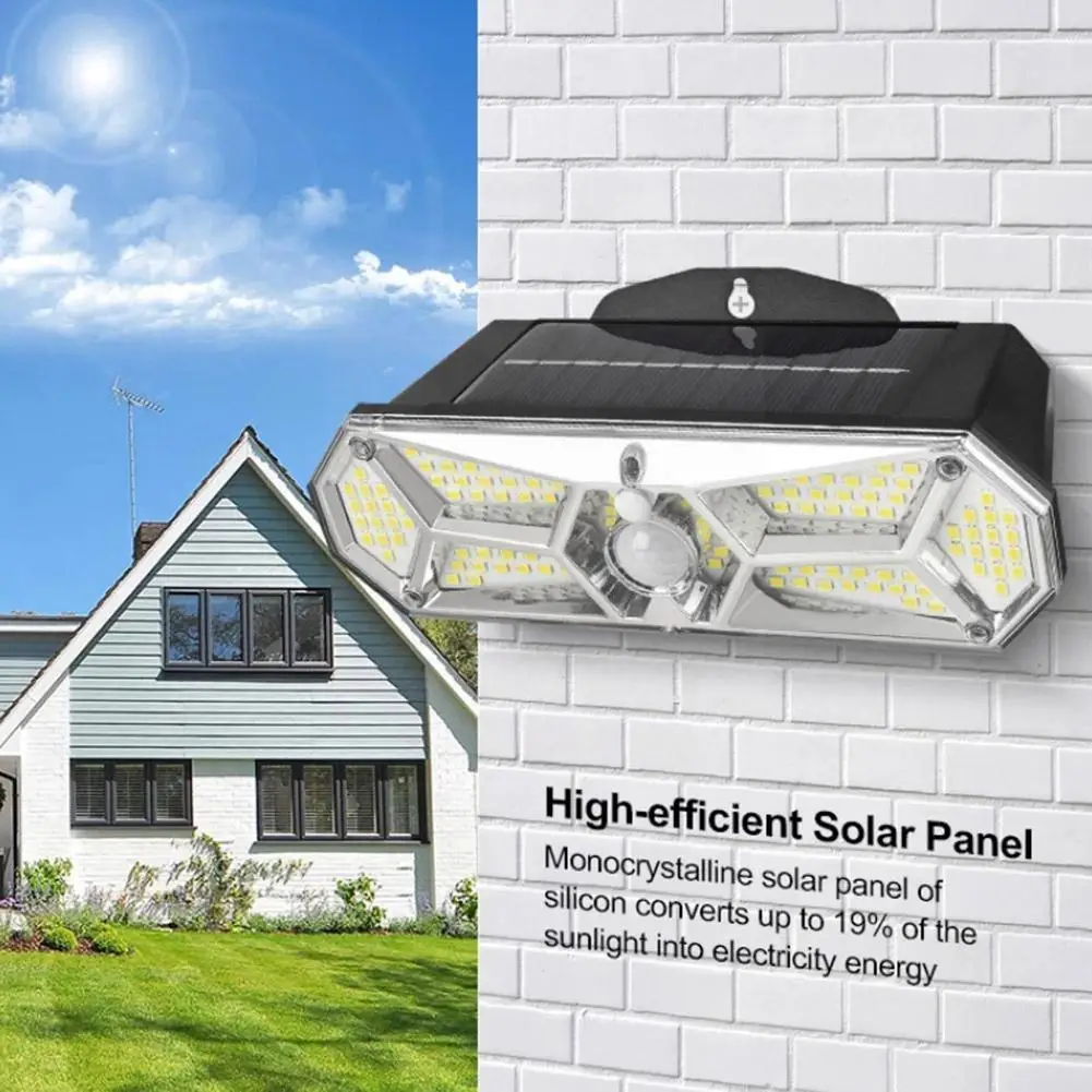 

3 Modus Waterdichte 168 Led Solar Motion Sensor Lichten Decoratie Outdoor Straat Wandlamp Tuin Voor Zonne-energie Zonlicht T1B4