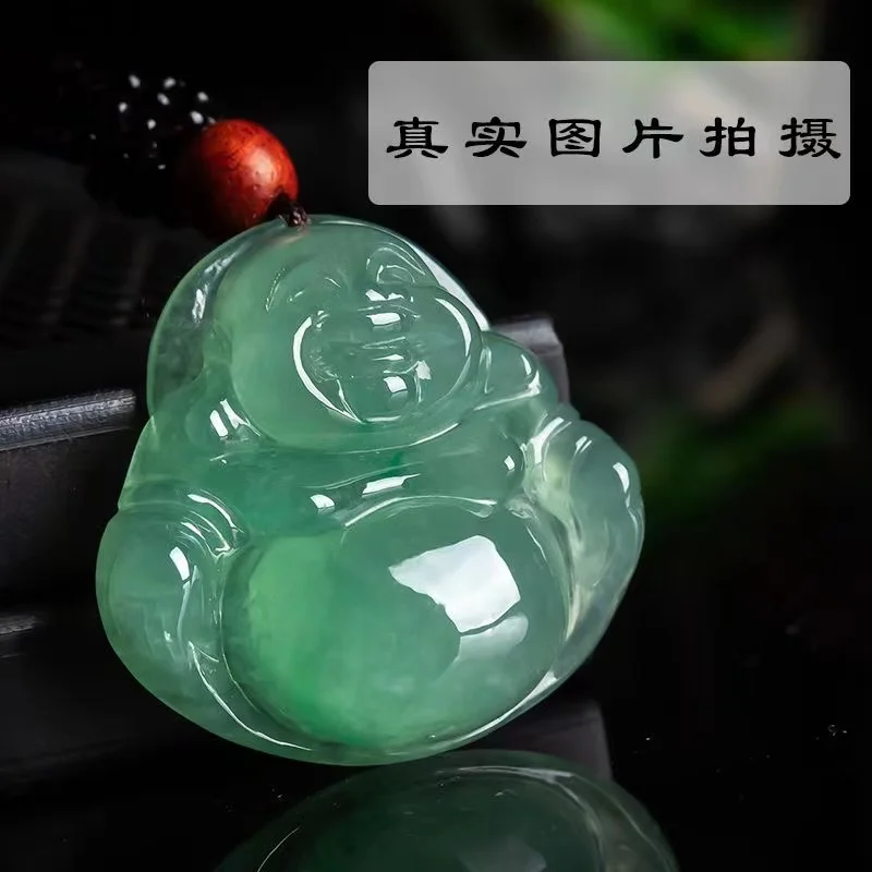 

Natural jade jade Buddha pendant female laughing Buddha big belly Maitreya Buddha fair goods Myanmar jade