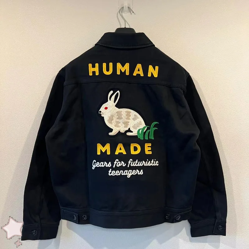 

Rabbit Embroidered Jackets High Quality Human Made Jackets for Men Women Clothes
