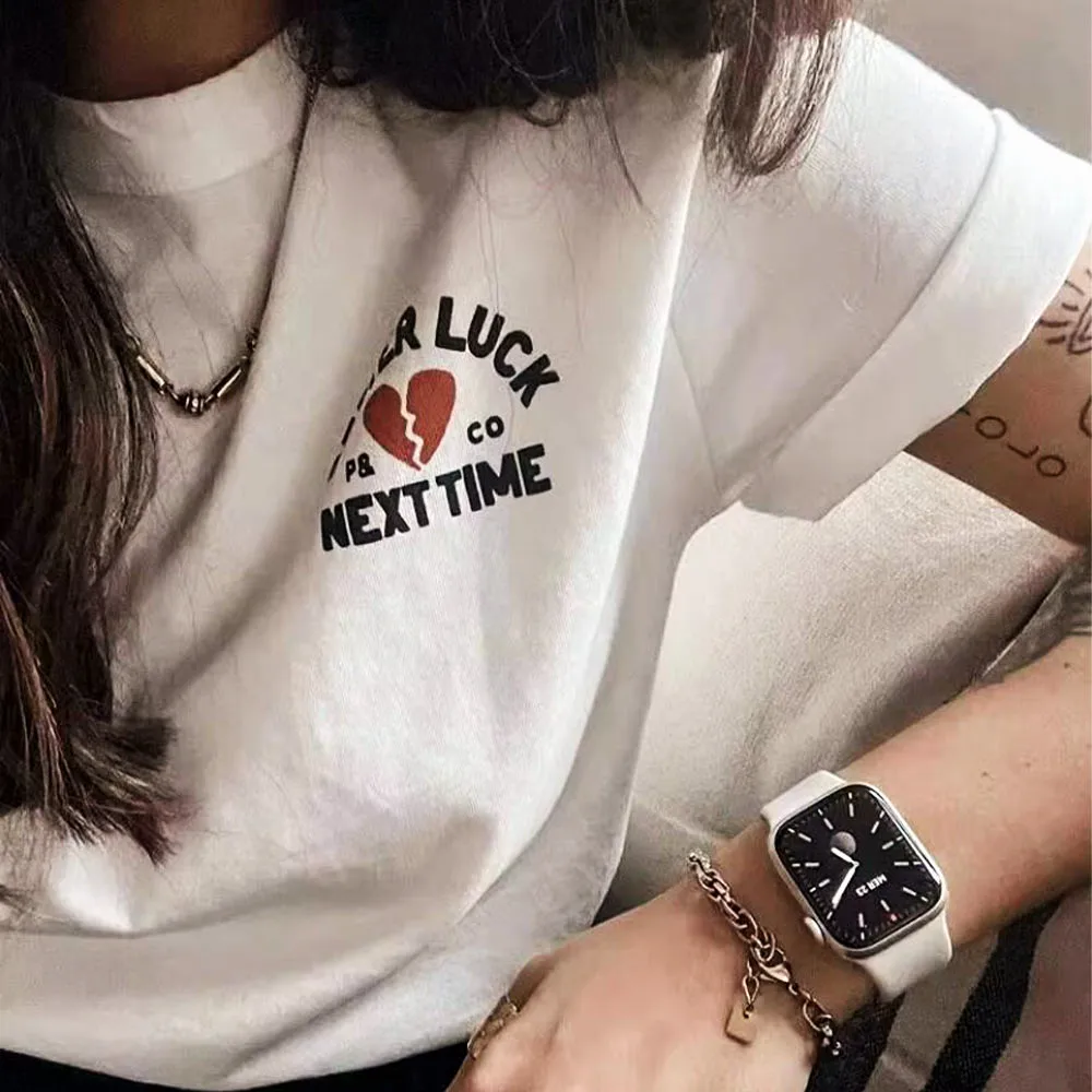 Женская футболка с надписью Better Luck Y2K стильные летние свободные хлопковые