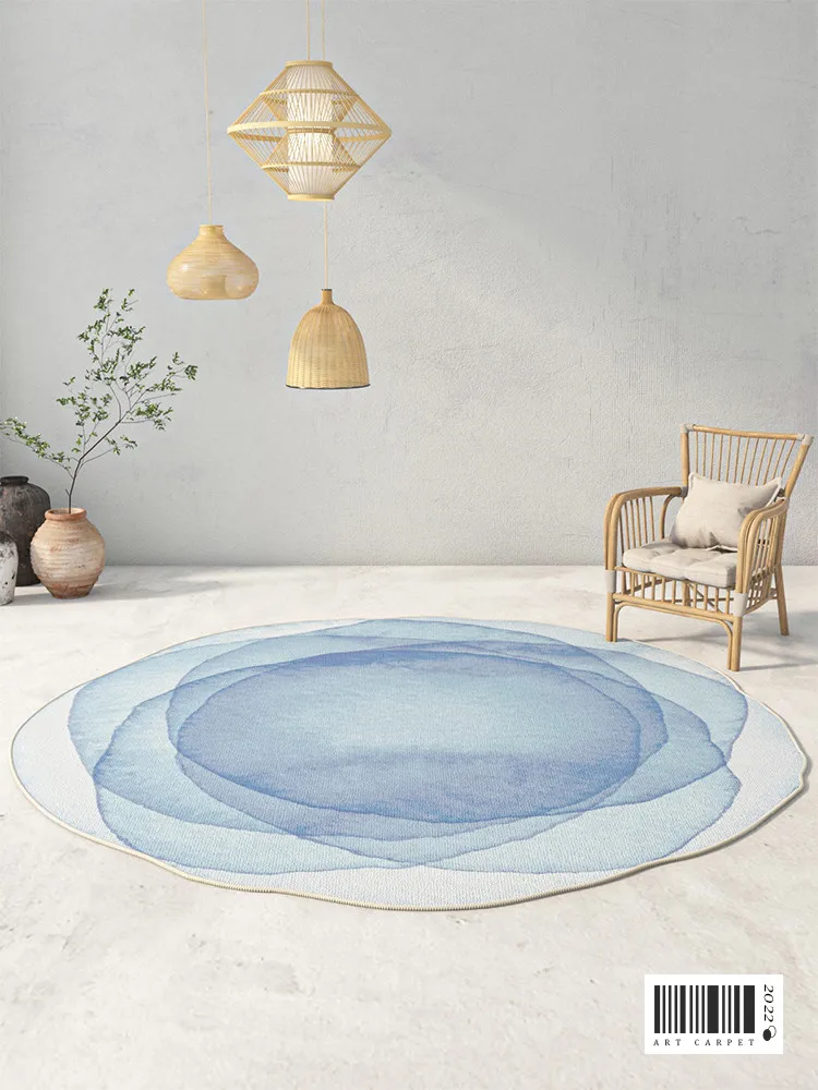 

Round Living Rroom Carpet Irregular Ink Painting Chinese Style Sofa Coffee Table Bedside Blanket Loop Velvet Colorful Soft Mat