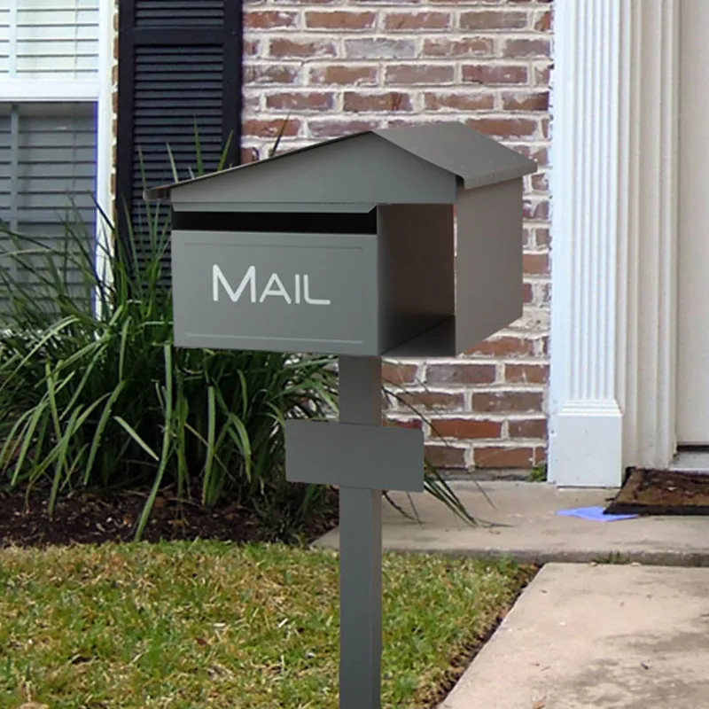 Outdoor Metal Mailbox and Stand Modern Style Postbox Post Mounted Mailboxes Villa Garden Park Newspaper Letter Floor Box