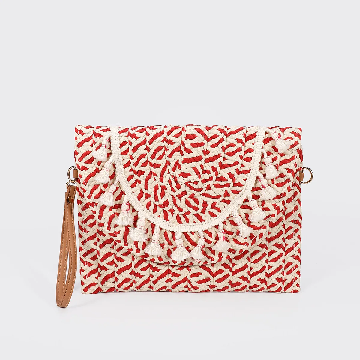 Woven Straw Bag Tassel Messenger Bags for Women Summer Paper Rope Purses and Handbags Designer Shoulder Crossbody Bag Clutch New