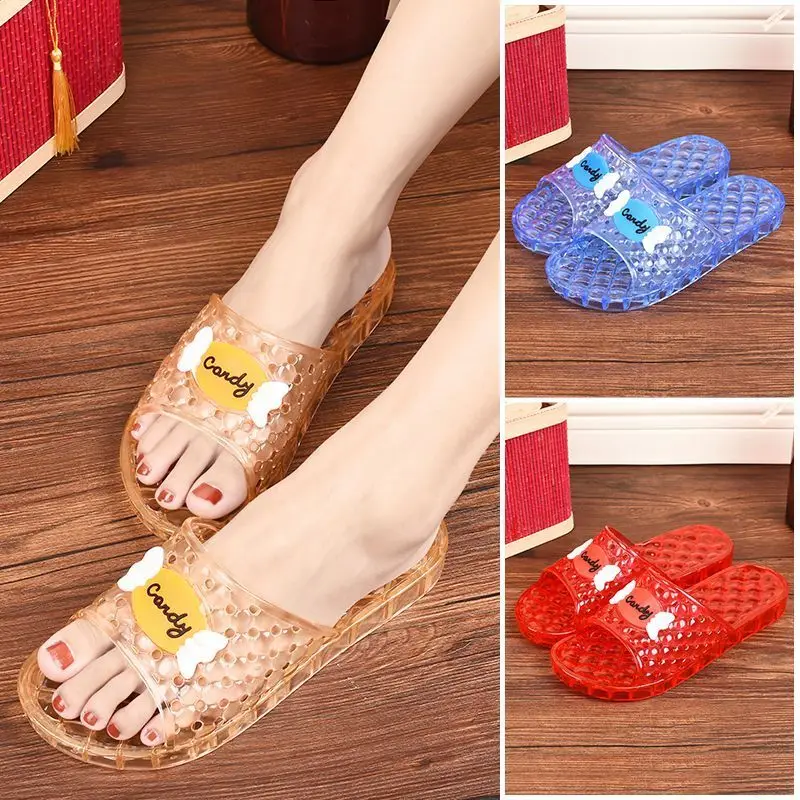 Women's indoor and outdoor slippers transparent anti-slip anti-odor shoes Ladies PVC crystal slippers comfortable women Beack sa