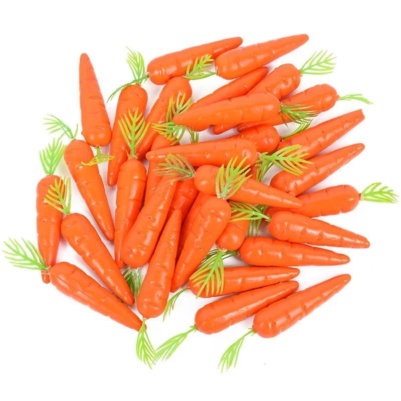 

10pcs Mini Carrot Artificial Plastic Foam Flower Fake Fruits Vegetable Simulation Home Kitchen Christmas Easter Party Decoration
