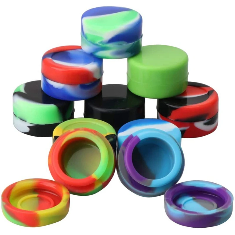 

10 Pcs 5Ml Silicone Wax Containers Assorted Colors Multi Use Non Stick Wax Oil Storage Jars