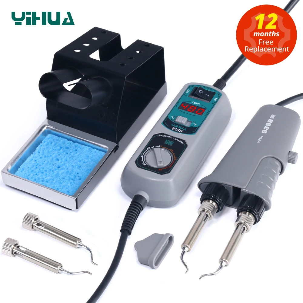 YIHUA 938D Portable Tweezers Soldering Station 110V 220V Soldering Iron Station Chip Desoldering Kit Set SMD Welding Equipment