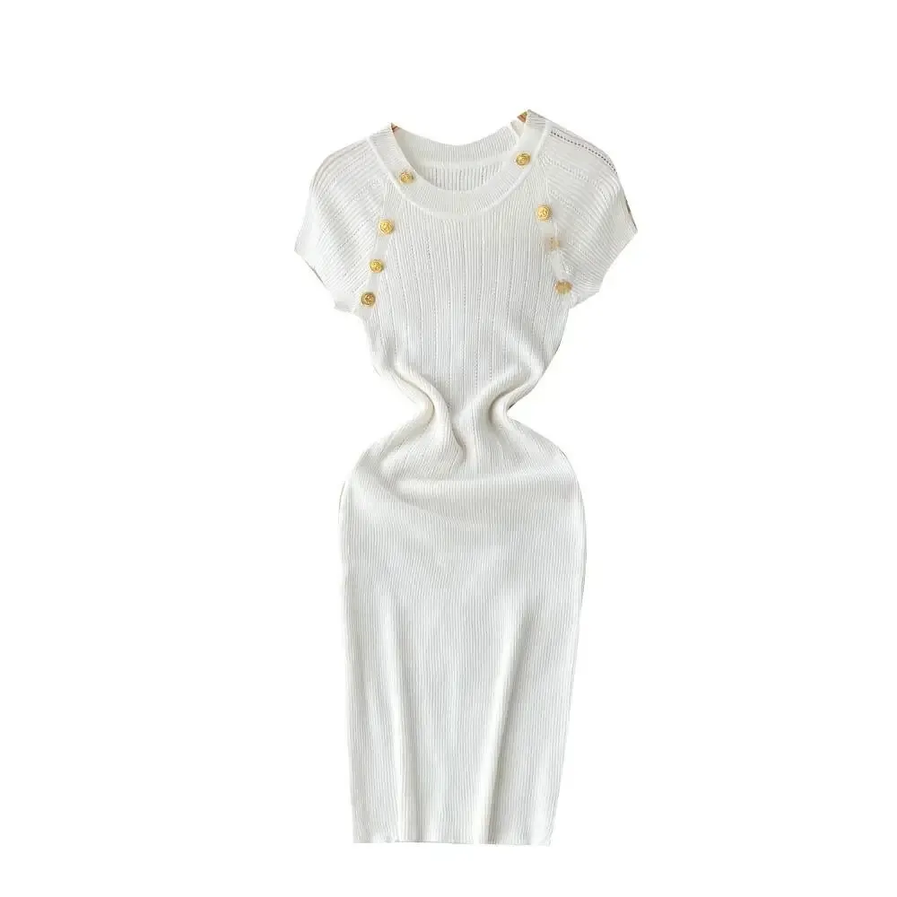 Утягивающее трикотажное платье с короткими рукавами летняя женская одежда