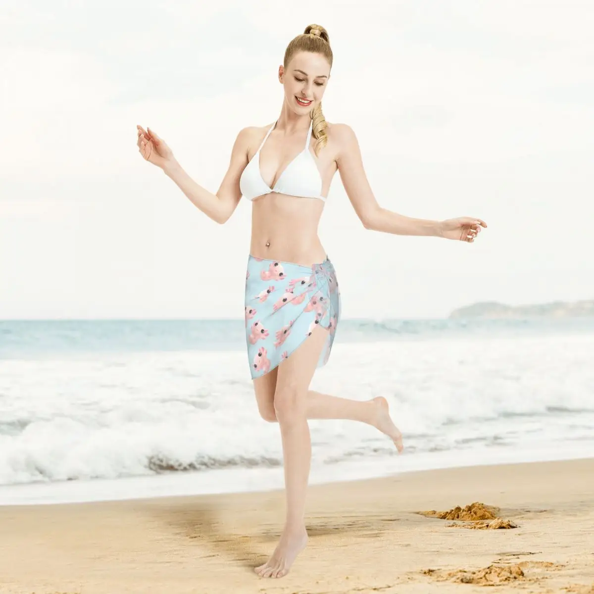 Axolotl накидка на купальник с морским животным парео Женская юбка из полиэстера