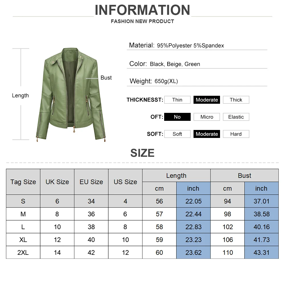Autumn Winter Pu Faux Leather Short Jackets Women Long Sleeve Zipper Slim Motor Biker Leather Coat Female Outwear Punk Tops