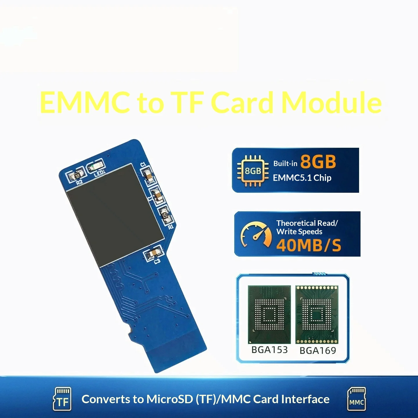 Фото Модуль для карт EMMC/TF BGA153/BGA169 для карт Micro SD/MMC №1