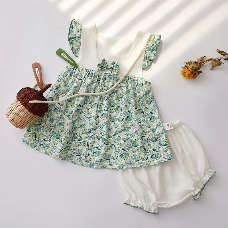

Baby Girl Dress Baby Girl Clothes Summer Princess Dress Ruffles Sleeve Knee-length Dress Baby Ball Gown Dress with Knickers
