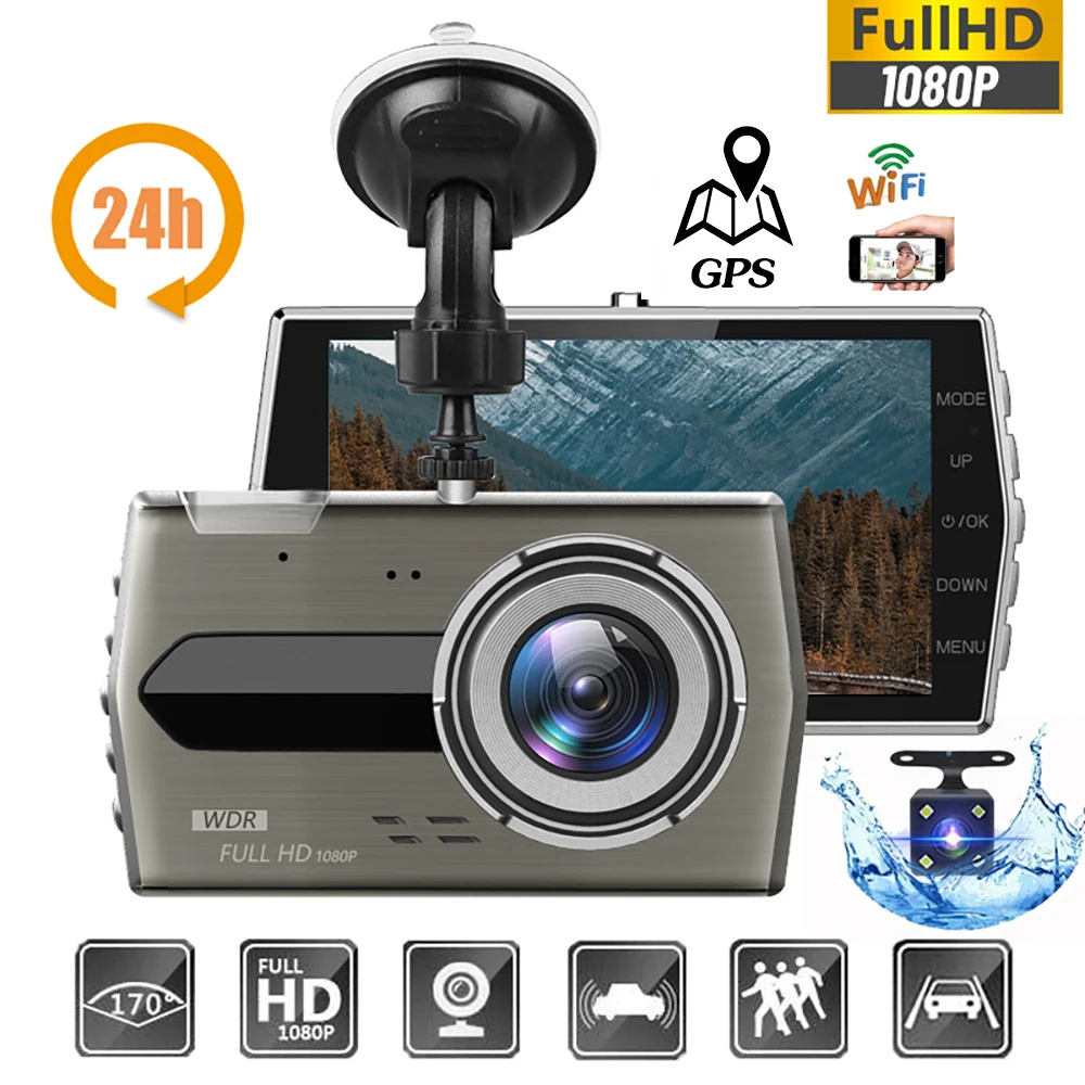 Car DVR WiFi 4.0" Full HD 1080P Dash Cam Rear View Camera Video Recorder Night Vision Auto Dashcam Black Box GPS Car Accessories