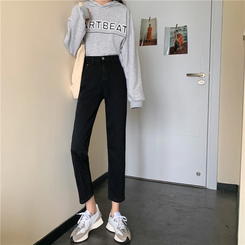 

N2357 New high-waisted slim nine-point cigarette pipe straight jeans