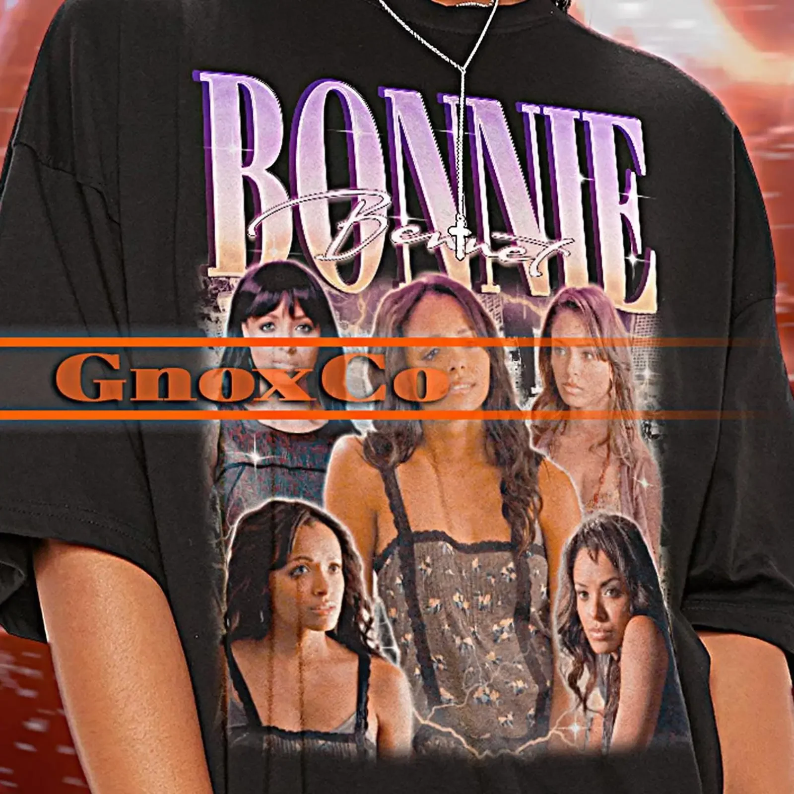 Фото Винтажная футболка Bonnie Bennett в стиле бутлег-рэп, ретро 90-х, оверсайз, для фанатов, винтажная, с эффектом потертости, универсальная, уличная одежда, мужская, дышащая №1