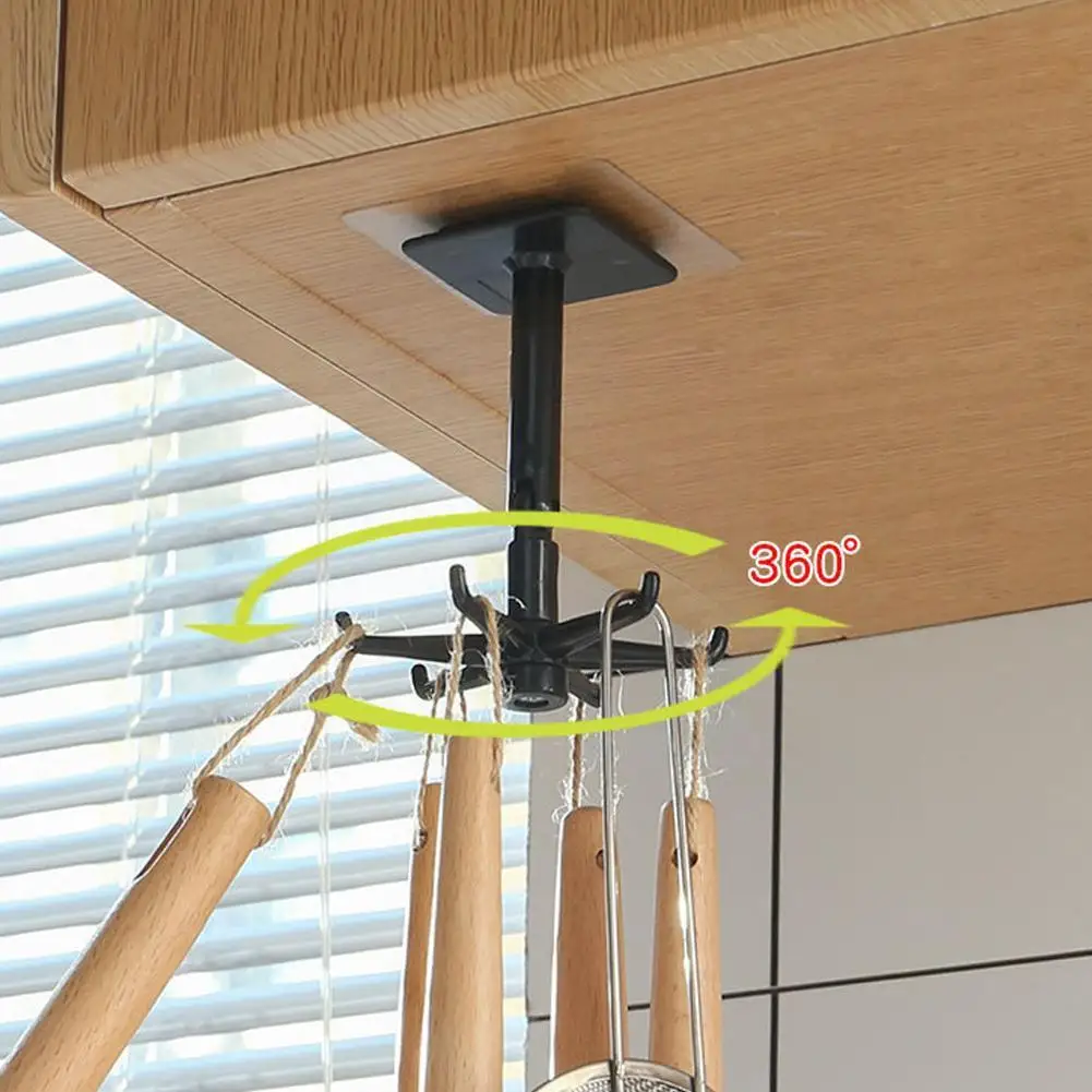 

1PC Kitchen 360° Rotating Hook Bathroom Hanger Wall Organizer Under Holder Hook Mounted Rack Storage Shelf Cabinet Rotate W0W3