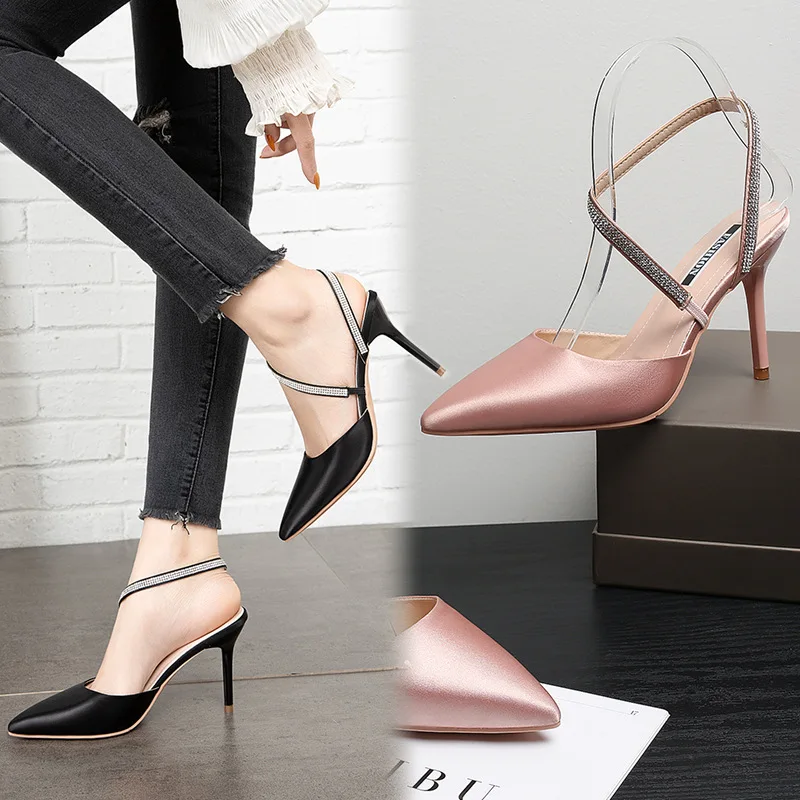 

Women High Heels Fashion Sweet Pointed Toe Buckles Strap Stiletto Heels Lady Cool Red Party Heel Shoes Sexy Rhinestones Sandals
