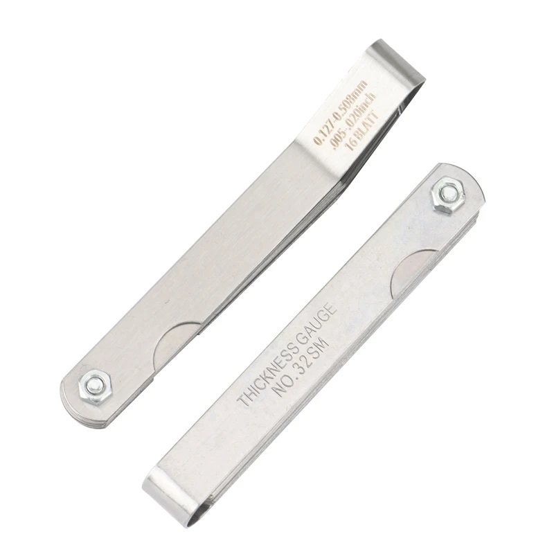 

Distance Meter Valve Teaching Feeler Gauge Space Gauge 32 Piece Feeler Gauge + 16 Piece Elbow Feeler Gauge 2 Piece Set