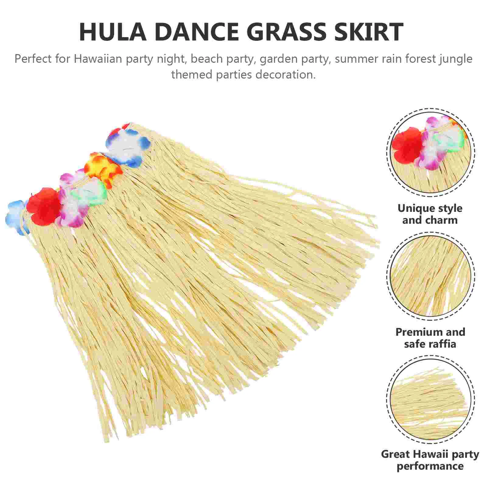 

Raffia Grass Skirt Cosplay Accessories Tassel Hula Dress Beautiful Hawaii Costumes