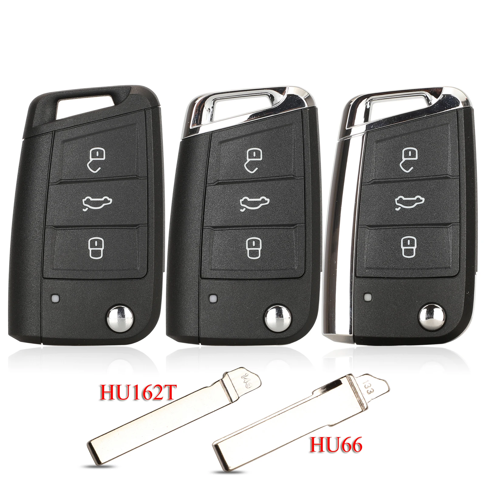 jingyuqin Folding Key Shell For Volkswagen VW Golf7 MK7 Skoda Seat 3Buttons Remote Car Key Case Cover With HU66/HU162T Blade