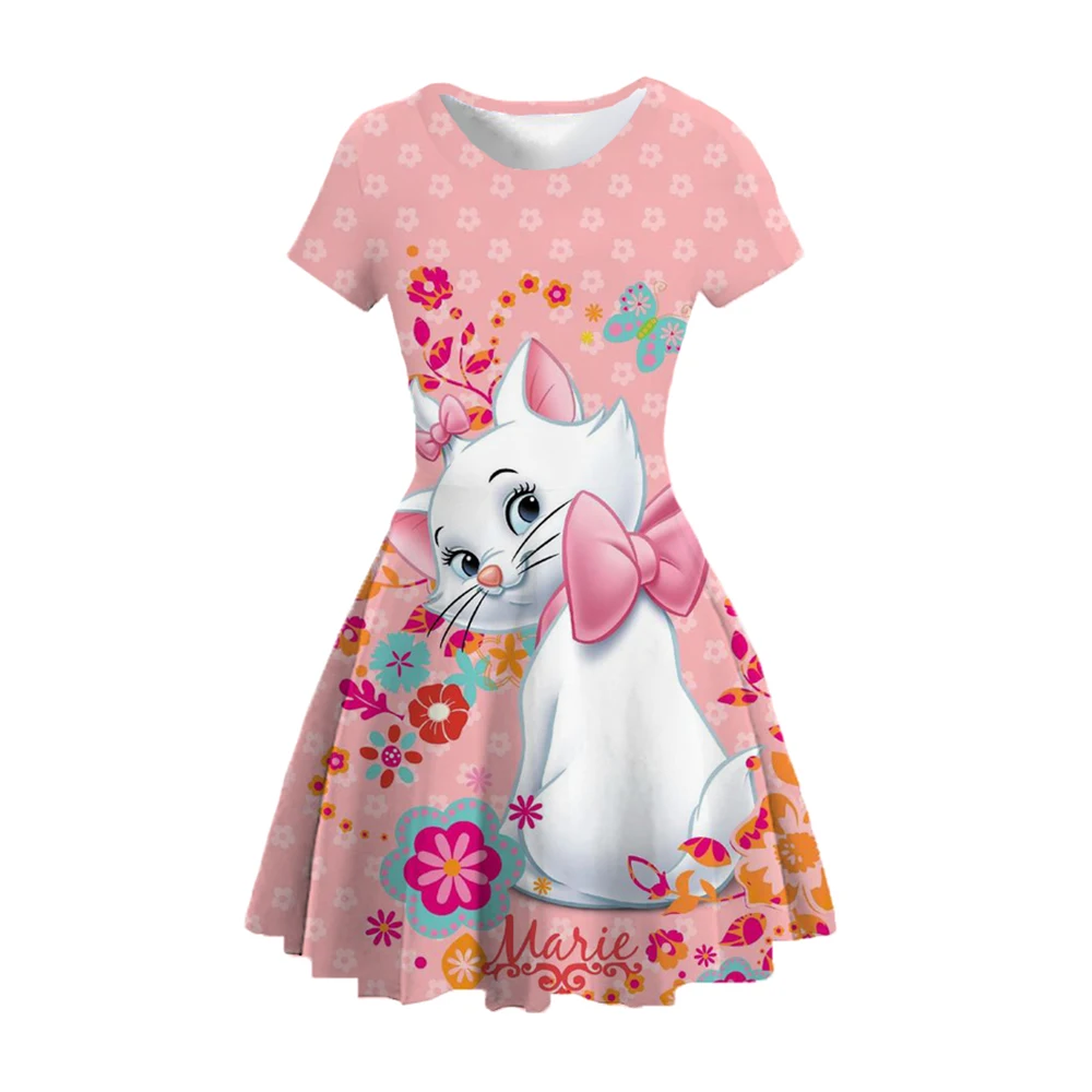 

Disney Family Animal Star Cute Marie 3D Print Girls Dress Summer Kawaii Elegance Pet Cat Party Princess Dresses Beach Outfits