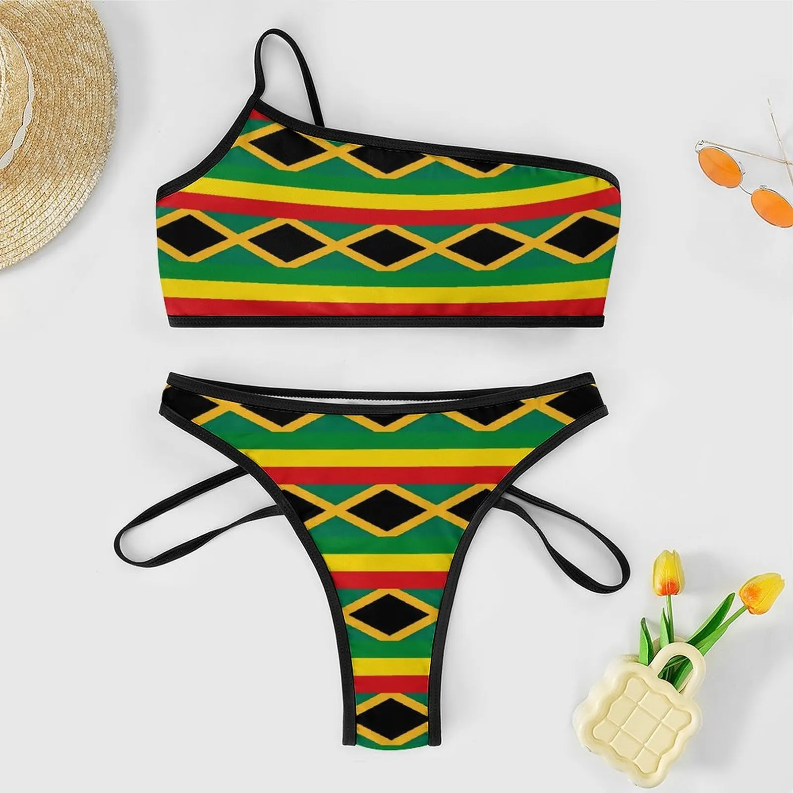 Комплект бикини с принтом флага Ямайки сексуальный купальник-стринги флагом