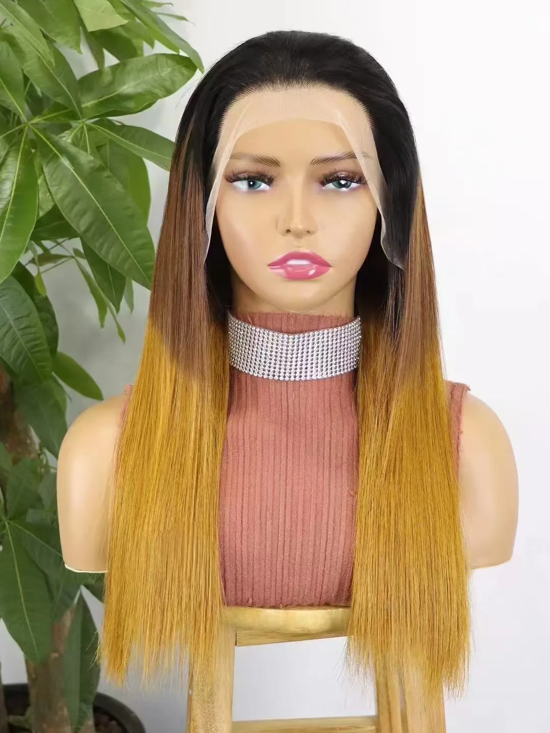 Цветной прямой парик из натуральных волос для чернокожих женщин 13x4 кружевной