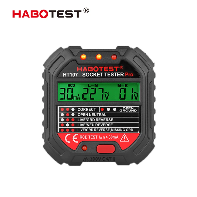 

Plug Socket Digital Outlet Tester AC Voltage Detect EU UK Ground Zero Line Polarity Phase Check Circuit Break Finder RCD 30mA