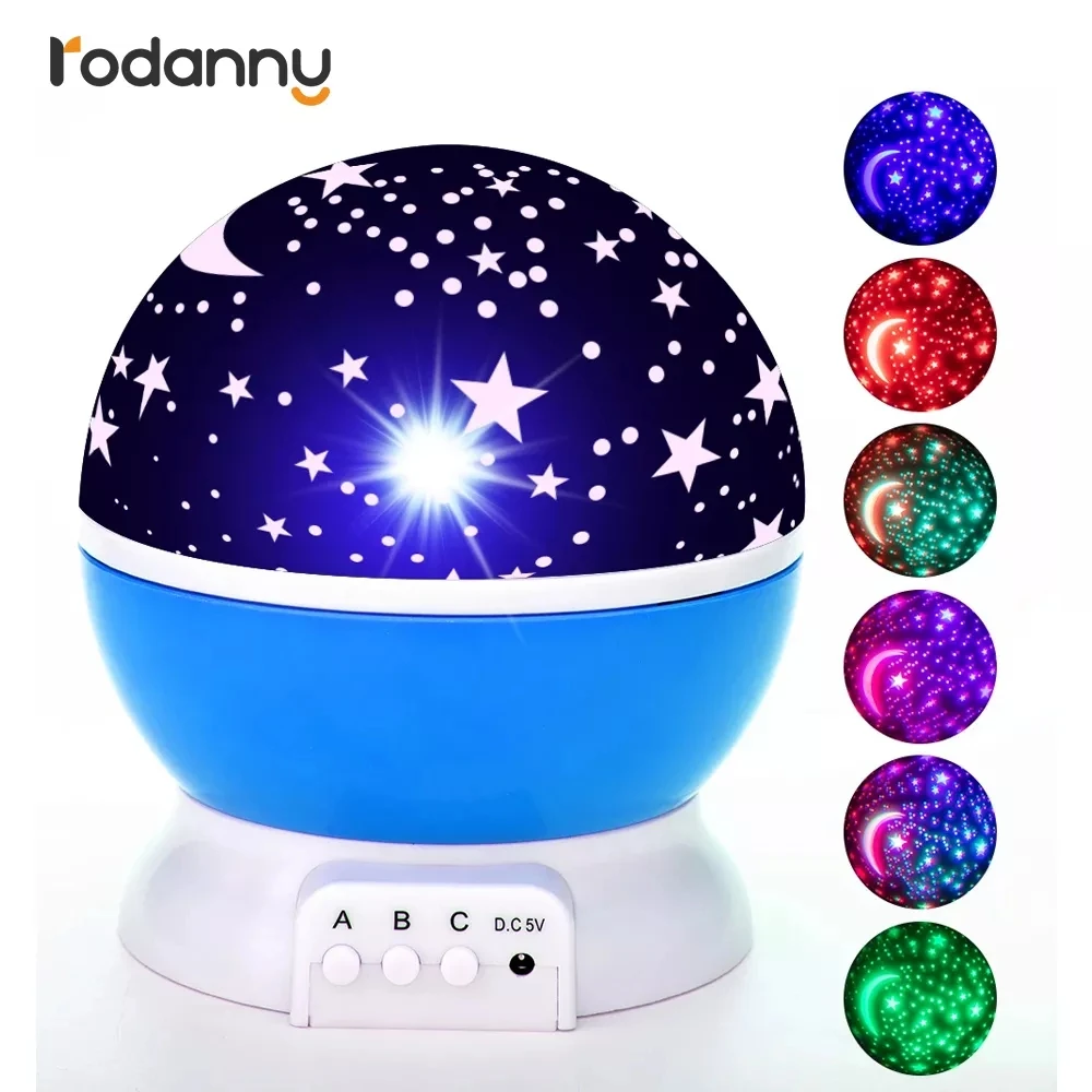 Rodanny-Lámpara de proyección de galaxia para dormitorio de niños, luces LED para planetario, giratorias, Luna para guardería, regalo para niños