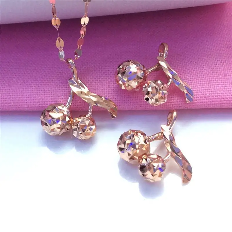 

Jewelry Pure Russian Purple Gold Compact Shiny Cherry Pendant Rose Gold Colorfast