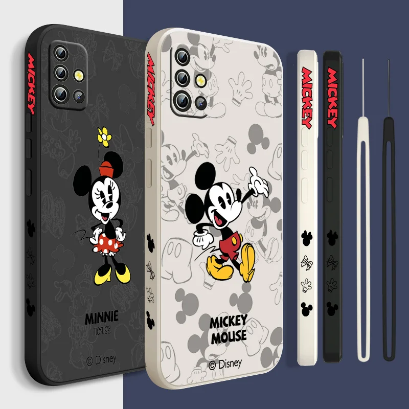 

Disney Art Mickey Mouse Phone Case For Samsung A01 A02 A03 A7 A10 A10S A11 A12 A13 A20 A21S A22 CORE 4G 5G Liquid Left Rope Soft