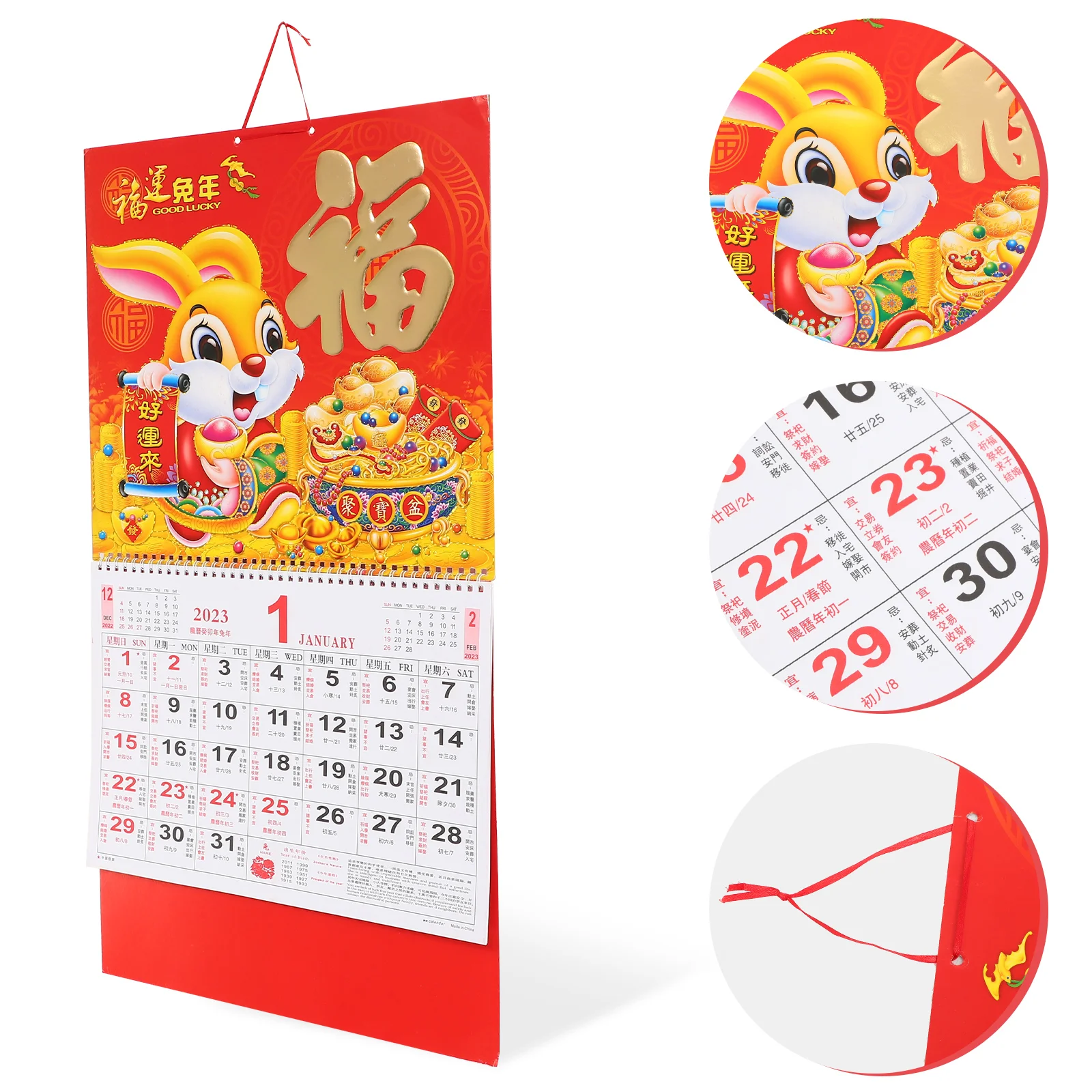 

Календарь китайский настенный год подвесной ежемесячный Новый Кролик ежедневник плакаты календари традиционный 2023 лунный офис замечатель...