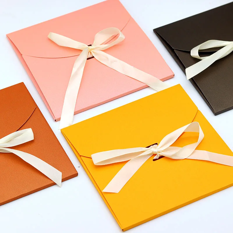 

20pcs Pearl Paper Envelope With Ribbon Scarf Panties Packing Thickened Western-style Bow Knot Envelope Gift Box