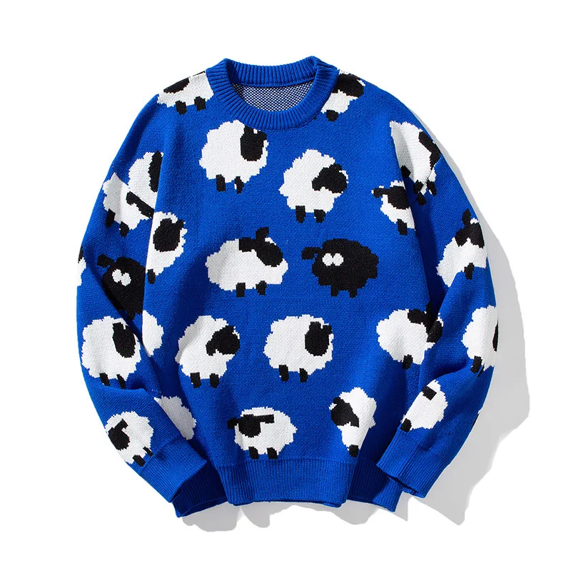 

2022 Men's New Autumn and Winter Loose Sweater Versatile round Neck Printed Casual Sweater