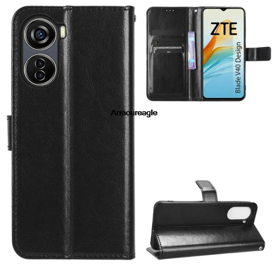 Защитный чехол для zte blade v40 дизайнерский роскошный флип-кошелек из искусственной