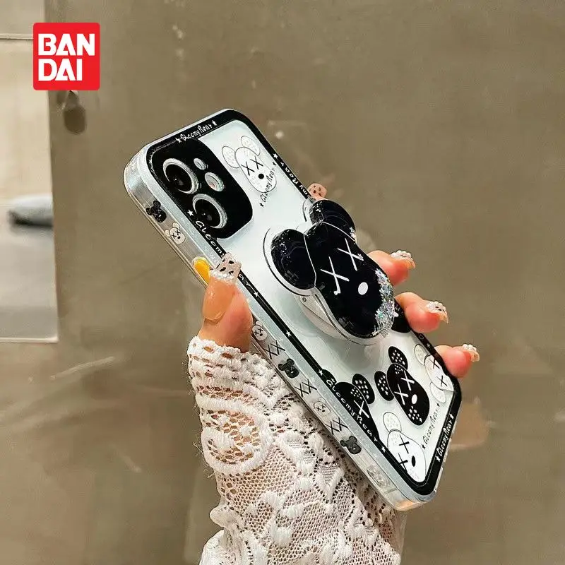 

Bandai Disney Tide Brand Violent Bear Deluxe Lens Case Coque for iPhone 11 12 13 Pro Max X XR XS Max 7 8 Plus SE Stand Back Case