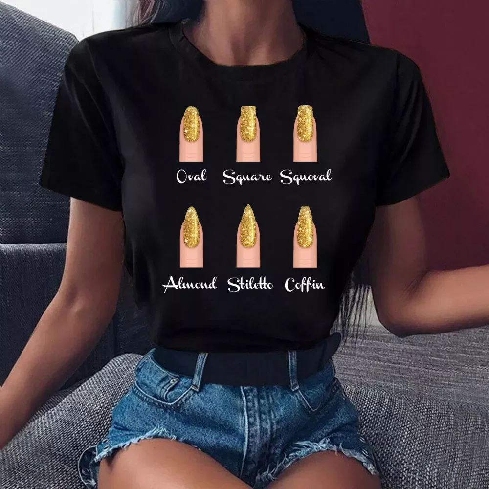

2022New Nail Art T Shirt New Women T Shirt Female Summer Tops Tee Fashion Short Sleeve Tops Tee 90s Girls Cute Graphic T-shirt T