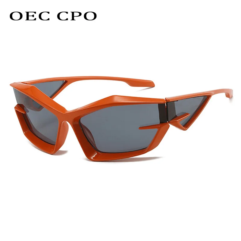 

OEC CPO Oversize Goggle Sunglasses New Women Men Steampunk Cat Eye Sun Glasses Female UV400 Shades Punk Fashion Eyeglass Oculos