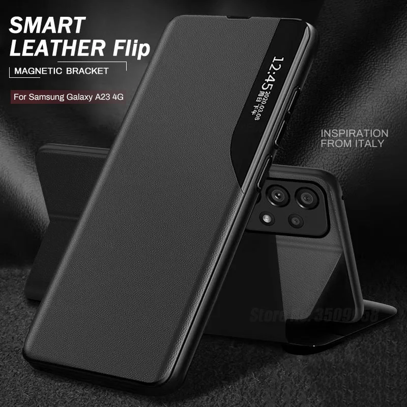 

Кожаный смарт-чехол с окошком для Samsung A23 4G, подходит для Samsung Galaxy a 23, 4G, 23a, 2022 дюйма, Android 6,6