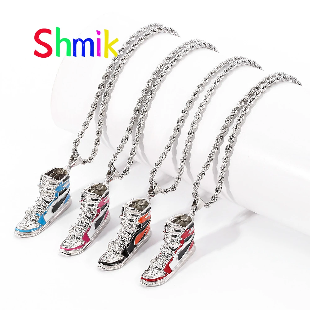 

Basketball shoes necklace stainless steel chain Hip-hop new 4 Color sneakers noble Basketball necklace Sports Accessories