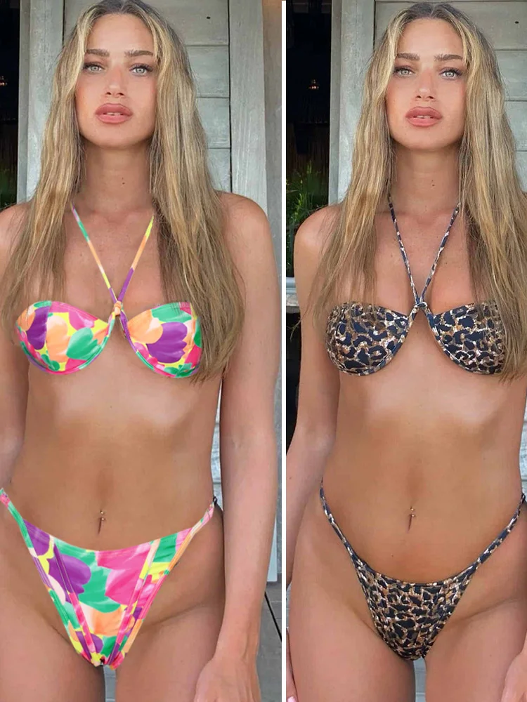 Леопардовый комплект бикини Miyouj пуш-ап сексуальные купальники женский купальник