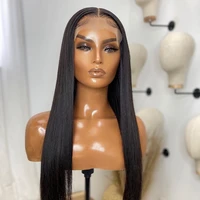 brazilian natural black long silky straight 26inch 180%density pre plucked soft glueless lace front wig for women with baby hair