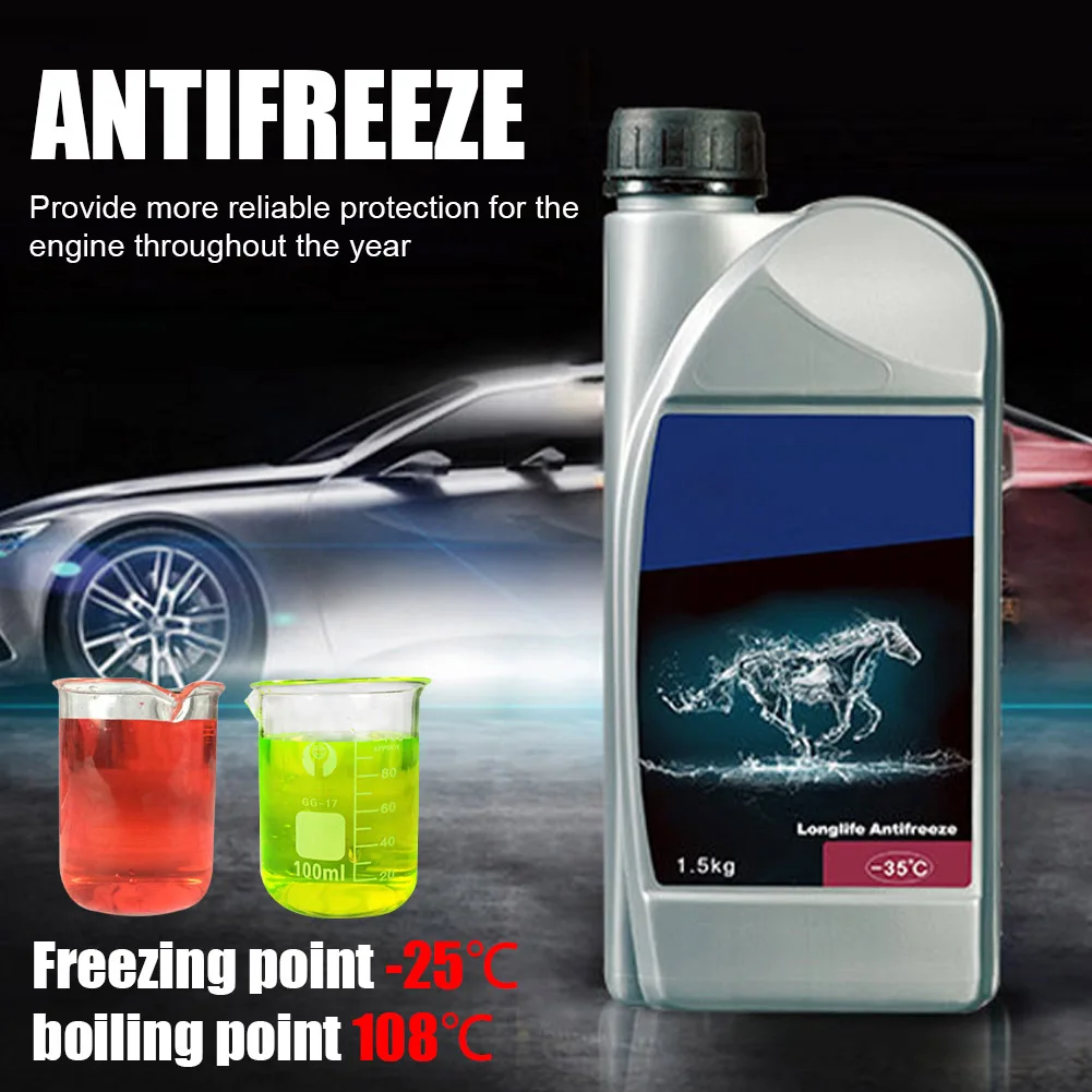 

New Auto Antifreeze 1.5L -35°C/-25°C Antifreeze Coolant Red/Green Waterless Prediluted Ready-to-Use Car Accessories Dropshipping