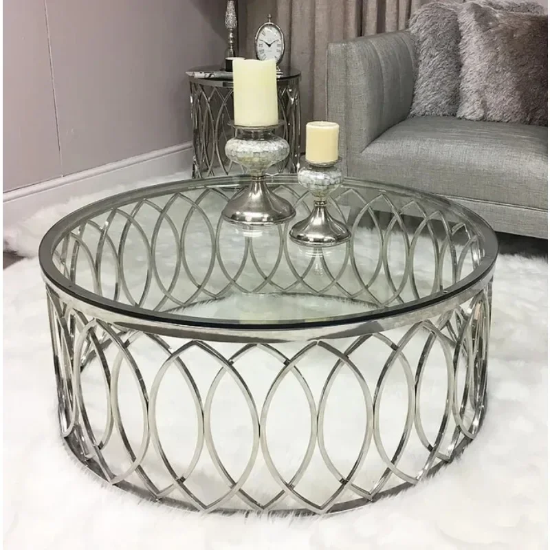 Luxus Wohnzimmer Couch tisch runden Mittel Edelstahl vari Tisch für zu Hause Hotel