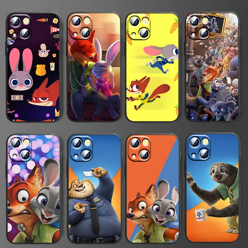 

Zootopia Animation For Apple iPhone11 12 13 Pro Mini X XR XS Max 7 8 Plus Black luxury Silicone Soft Phone Case