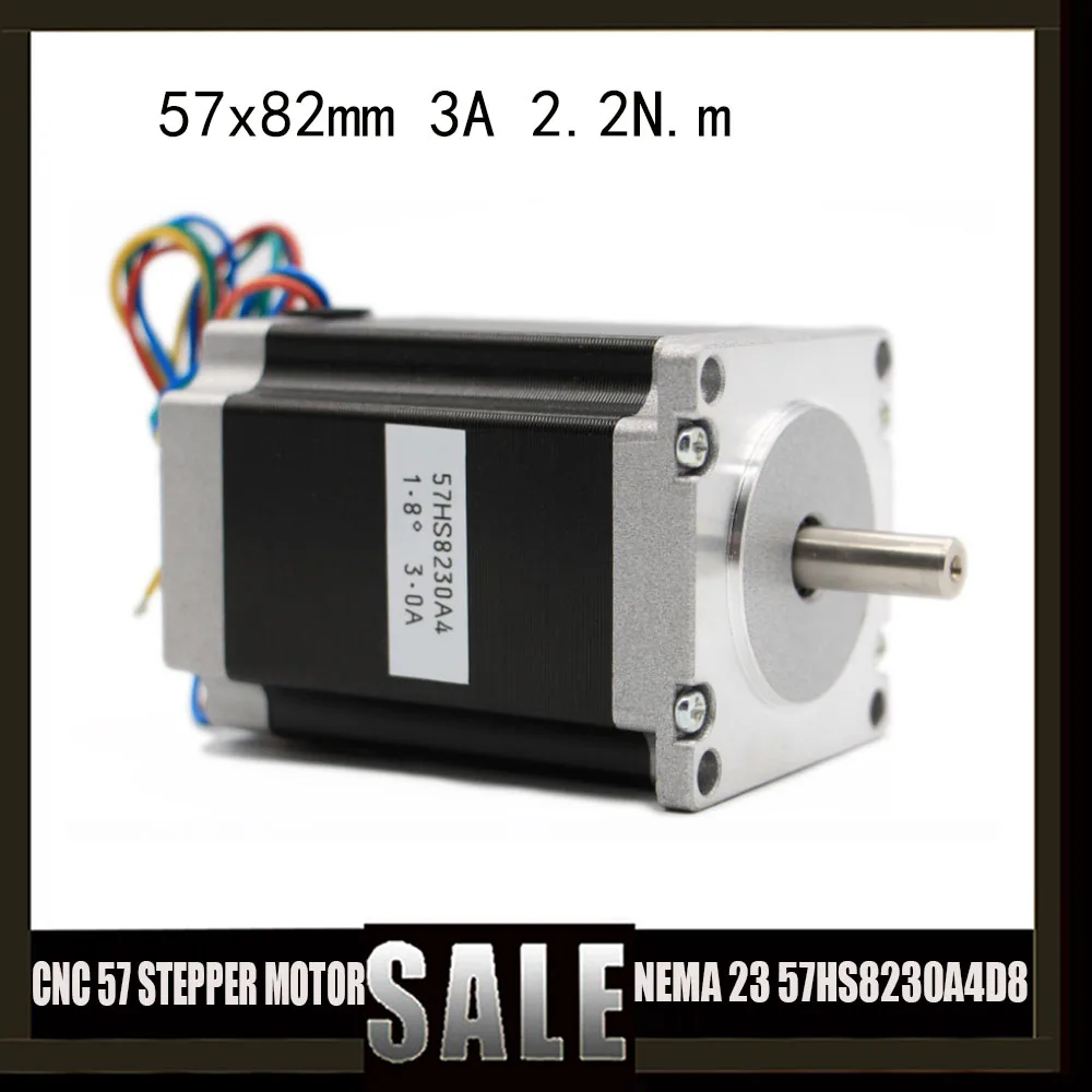 Шаговый Электродвигатель с ЧПУ NEMA 23 57HS8230A4, 57x82 мм, 3a, 2,2 нм, D = 8 мм, 6,35 мм, 315 унций/дюйм, гравировально-фрезерный станок с ЧПУ, 3D-принтер Шаговый Электродвигатель с ЧПУ NEMA 23 57HS8230A4, 57x82 мм, 3a, 2,2 нм, D = 8 мм, 6,35 мм, 315 унций/дюйм, гравировально-фрезерный станок с ЧПУ, 3D-принтер