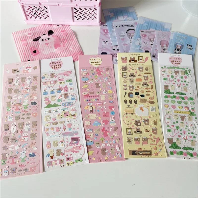 

Korean ins cute big four-leaf clover cartoon bear sticker hot silver rabbit sticker